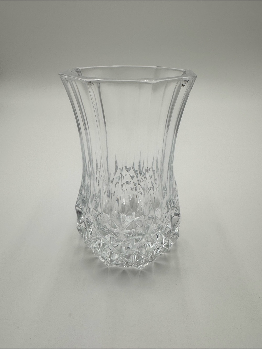 Clear Cut 24% Lead Crystal Glass Vase 5” Cristal D’Argues Durand from France